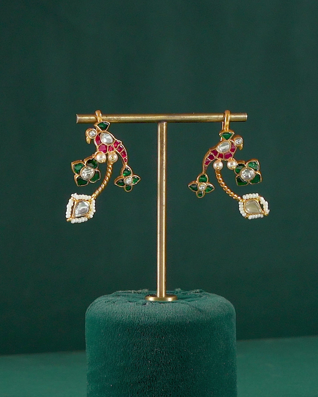 Silver Parrot Bugadis with Kemp Stones & Pearl Accents