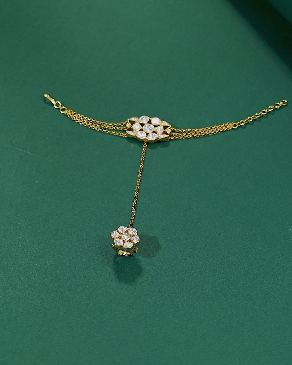 Gold-Plated Silver Polki Haath Phool