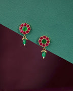 92.5 Silver Gold Plated Floral Earrings