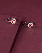 Silver Red Evil Eye Toe Rings with CZ Halo