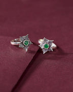 92.5 Silver Green Stone Toe Rings