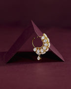 Aurora Bezel-Set CZ Silver Nose Pin with Pearl Accents
