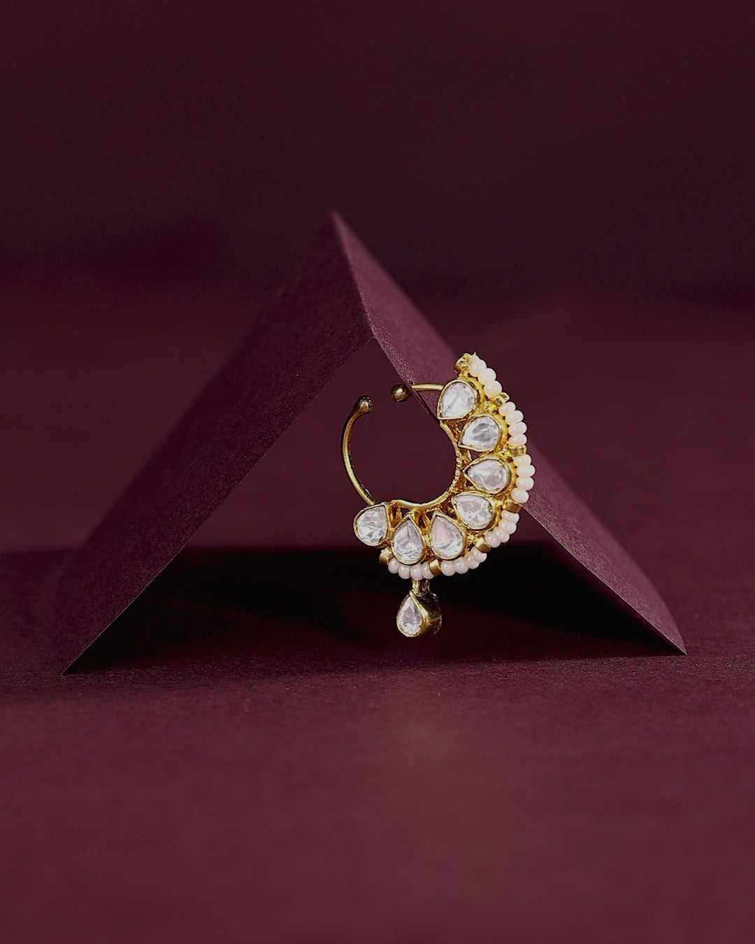 Aurora Bezel-Set CZ Silver Nose Pin with Pearl Accents