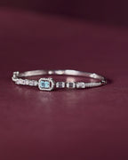Arctic Blue Halo Statement Silver Bracelet