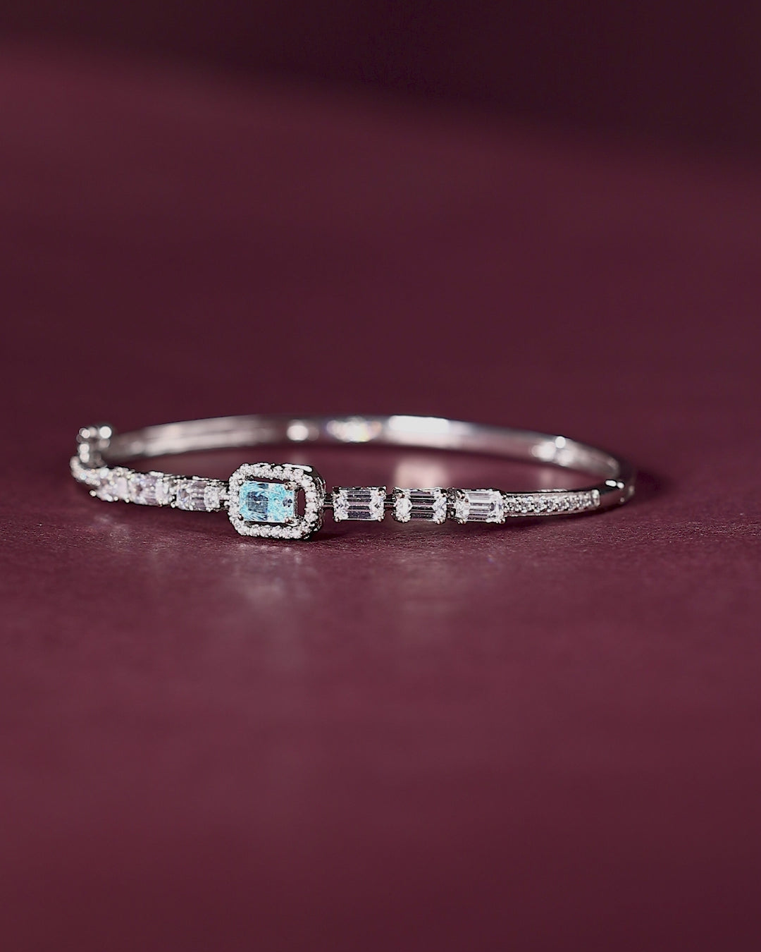 Arctic Blue Halo Statement Silver Bracelet