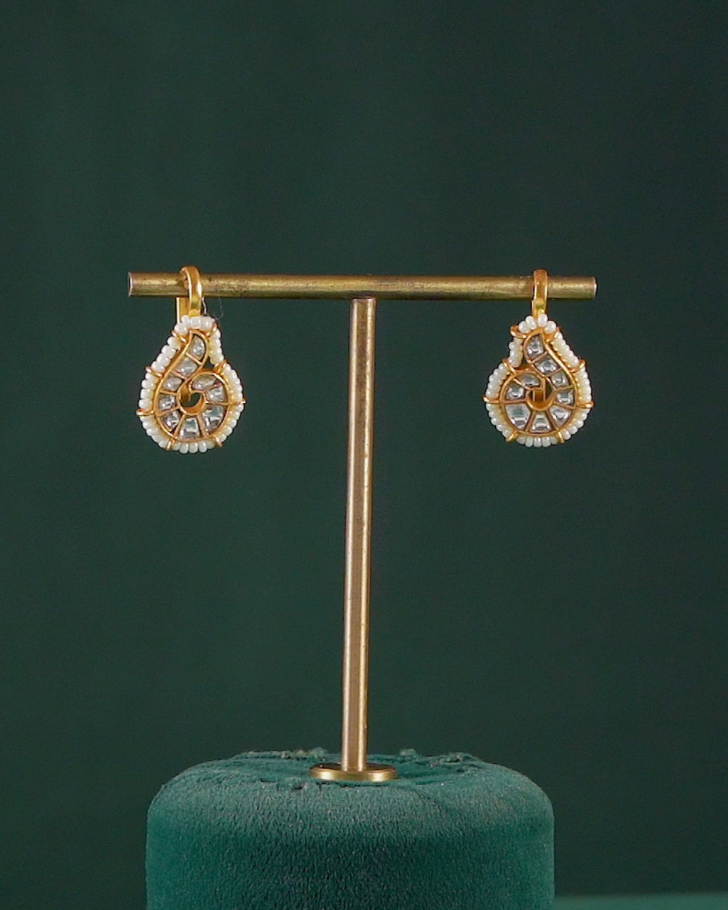 92.5 Silver Polki-Style Drop Earrings