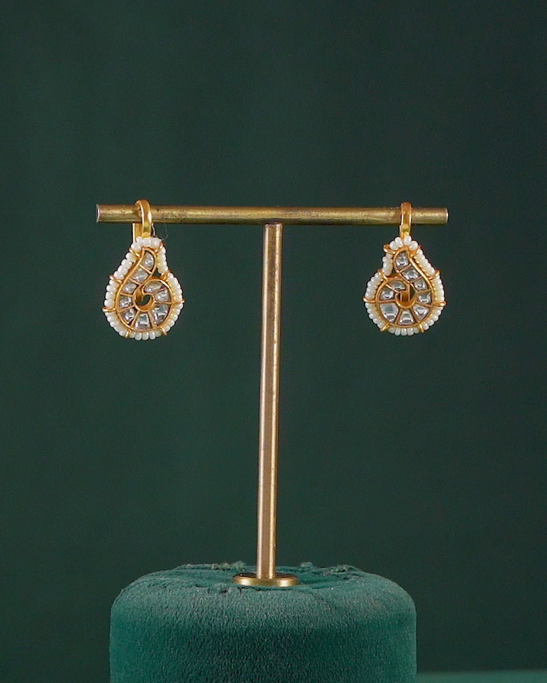 92.5 Silver Polki-Style Drop Earrings