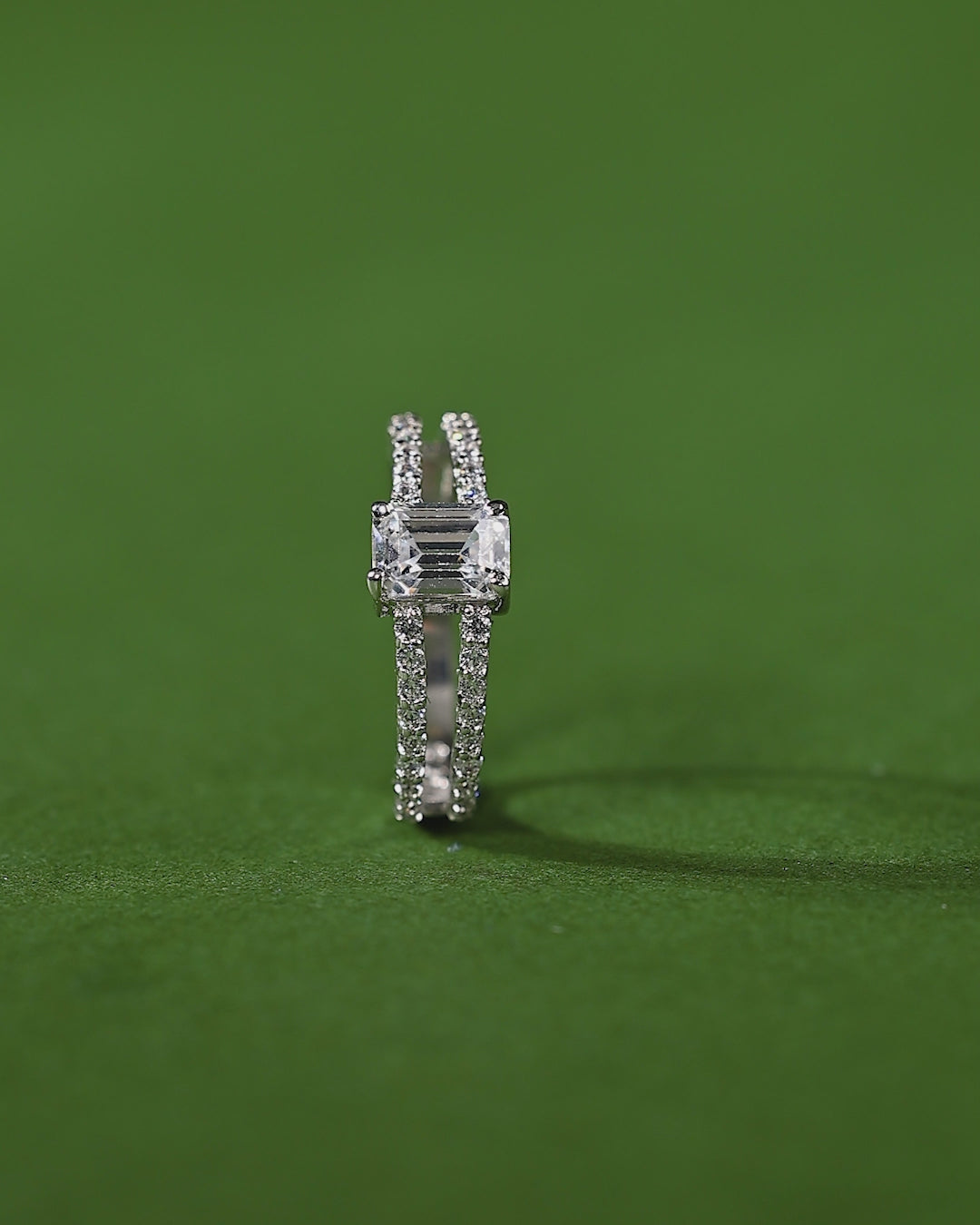 Sparkling CZ Double Band Ring in Pure 92.5 Silver