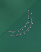 Silver Double Layer Evil Eye & CZ Leaf Anklets