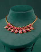 Silver Mango Necklace with Kundan Pattern