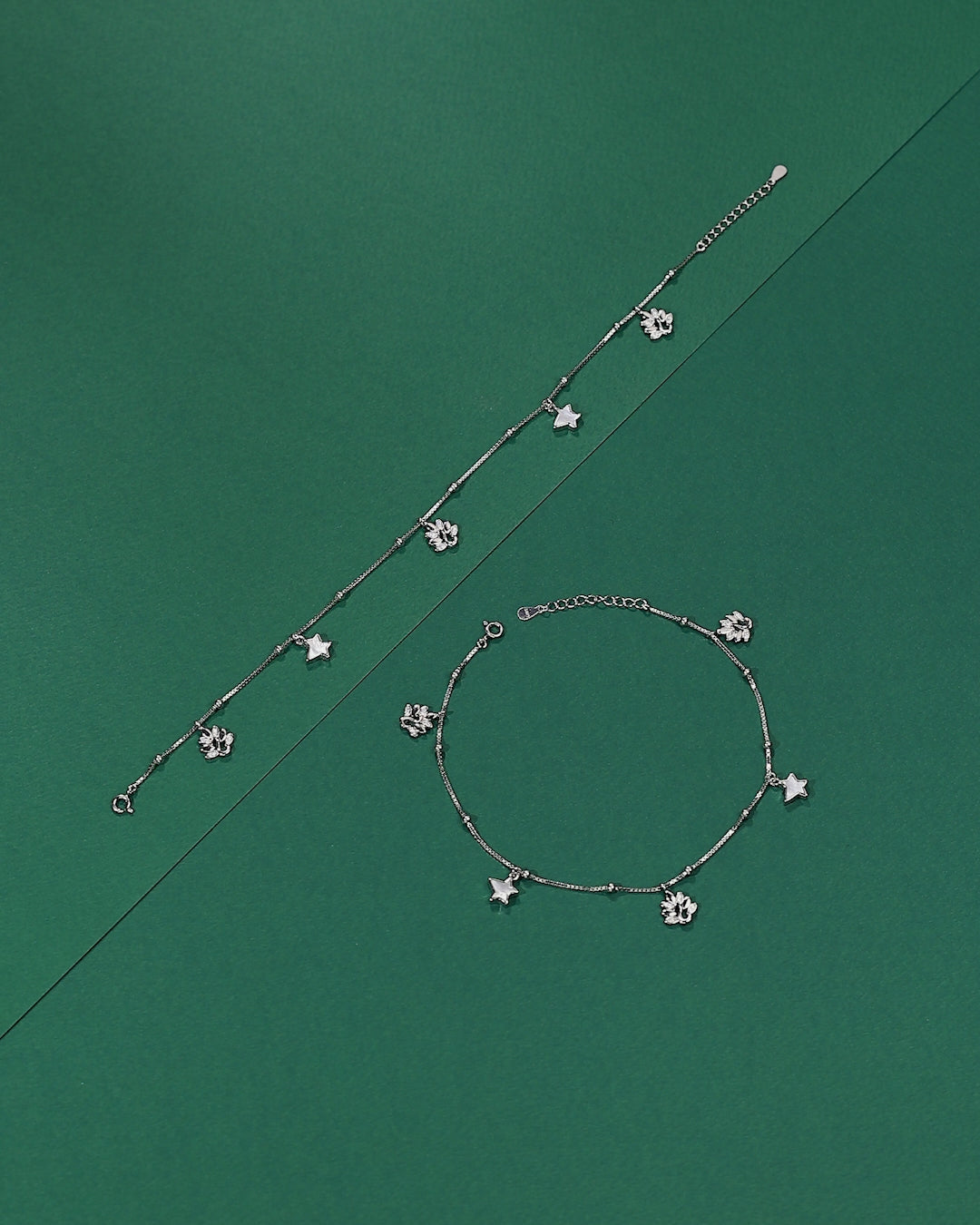 Celestial Bloom 92.5 Silver Charm Anklet