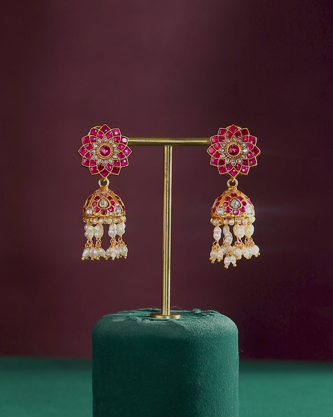 Silver Jhumkas With Floral Pattern