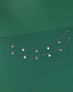 Silver Evil Eye Anklet Pair with Sparkling CZ Accents