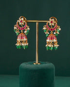 Antique Gold Plated 92.5 Silver Jhumka Chandbali Earrings