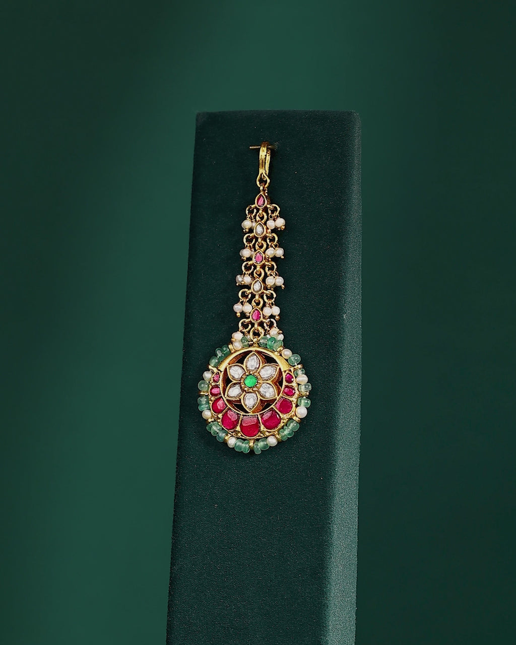 Floral Multi-Stone Maang Tikka in 92.5 Silver