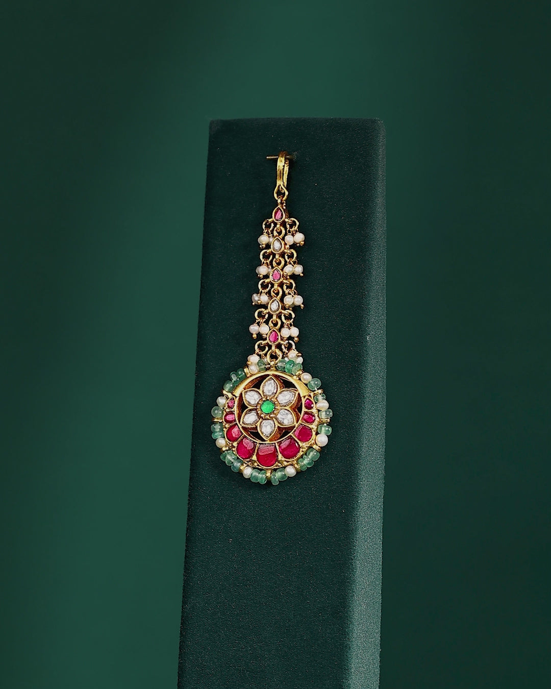 Floral Multi-Stone Maang Tikka in 92.5 Silver
