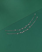Silver Heart-Dangle Double Layer Anklets