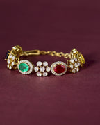 92.5 Silver Gold-Polished Floral Bracelet