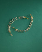 Three-Layered Pearl Silver Ear Chains