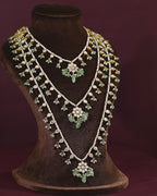 Floral Polki Layered Haram in 92.5 Silver