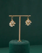 Gilded Leaf Polki Pattern Silver Hanging Earrings