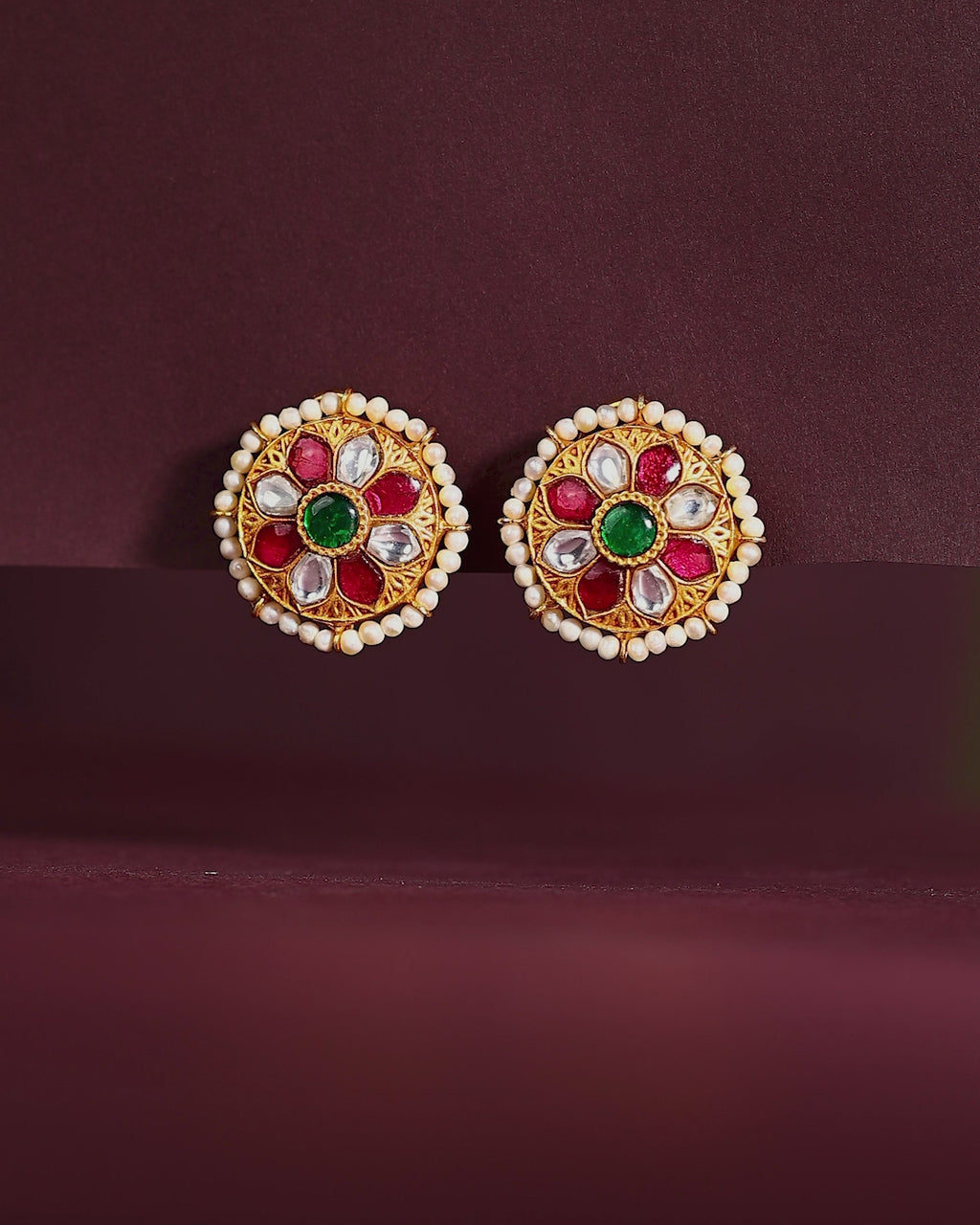 Victorian-Inspired Gold Plated Silver Studs