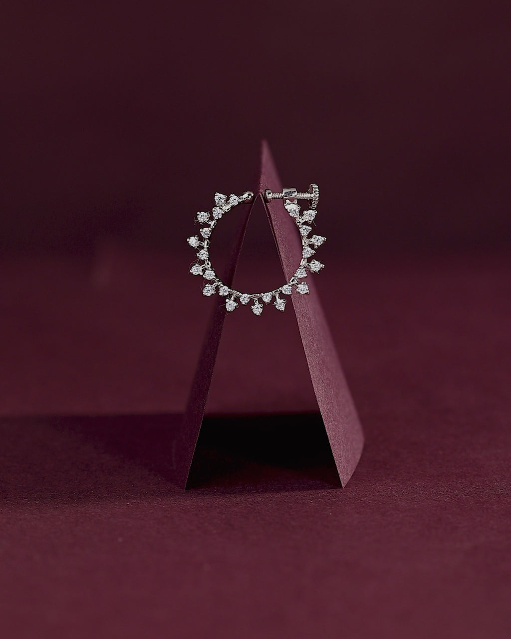 Stellar Halo CZ Adjustable Nose Ring in 92.5 Silver