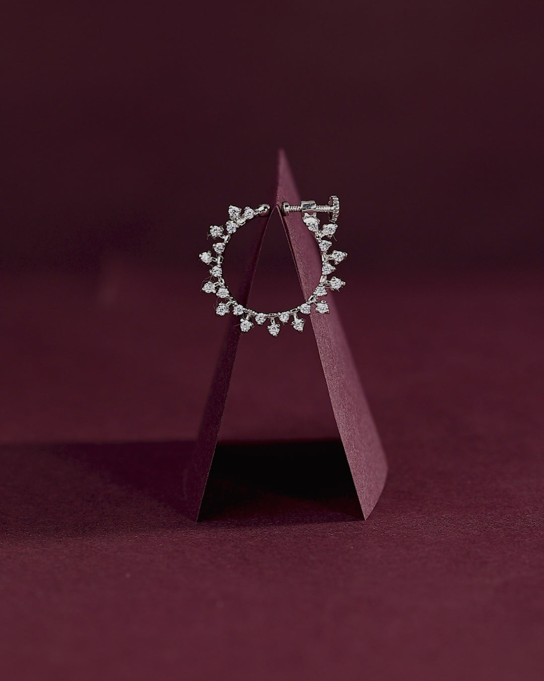 Stellar Halo CZ Adjustable Nose Ring in 92.5 Silver