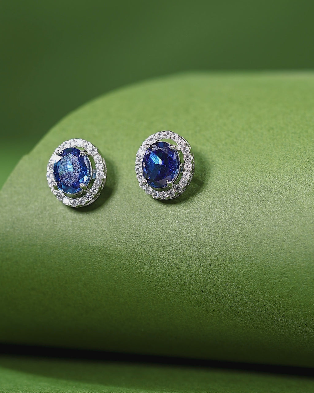 Royal Blue Sapphire-Inspired Silver Studs