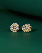 Silver Stud Earrings With Polki Pattern