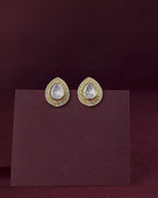 Majestic Pear-Cut Polki Style 92.5 Silver Studs