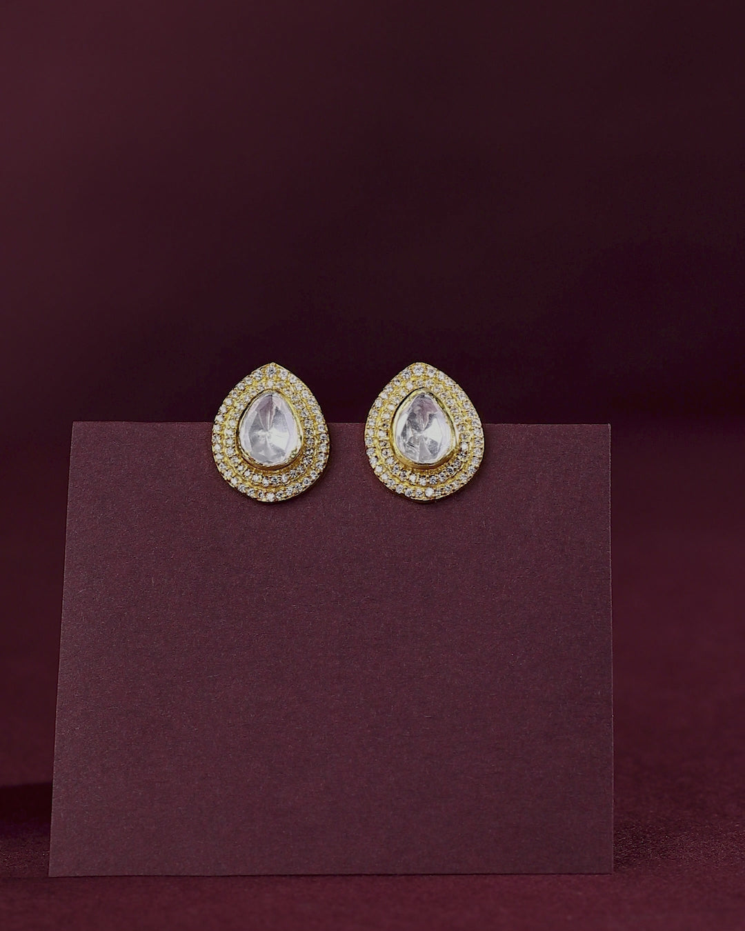 Majestic Pear-Cut Polki Style 92.5 Silver Studs